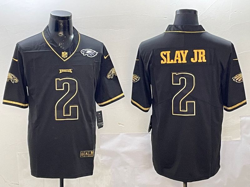 Men Philadelphia Eagles #2 Slay jr Black gold Throwback 2025 Nike Limited NFL Jersey style 5